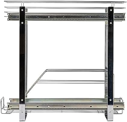 Glidez Multipurpose Chrome-Plated Steel Pull-Out/Slide-Out Storage Organizer for Cookware and Bakeware - 2-Tier Design - Fits Standard Size Cabinet or Shelf, Chrome
