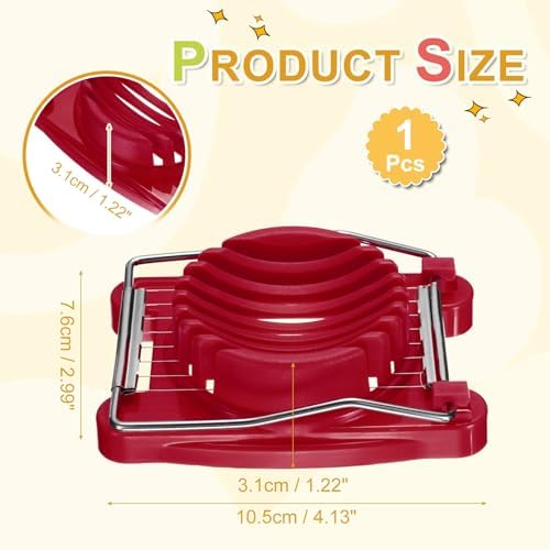 uxcell Egg Slicer for Hard Boiled Eggs, Stainless Steel Wire, Red - Image 2