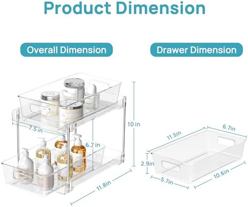 2 Pack Pull Out Bathroom Under Sink Organizer (S-Standard)