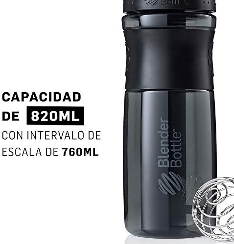 BlenderBottle SportMixer Tritan Grip Shaker Bottle, Transparent Black/Grey, 28-Ounce - Image 4