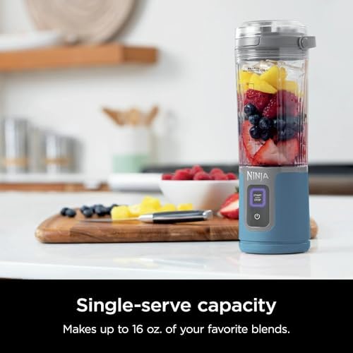Ninja Blast 16 oz. Personal Portable Blender with Leak Proof Lid and Easy Sip Spout, Perfect for Smoothies, Cordless, USB-C Rechargeable, Dishwasher Safe Parts (Renewed) (Denim Blue) - Image 6
