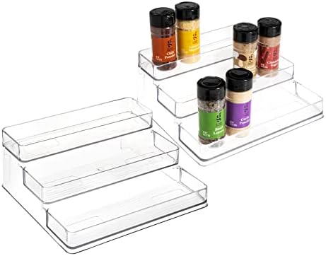 3-Tier Spice Rack Organizer - Versatile Storage Shelf for Kitchen, Bathroom, Bedroom & Office, Set of 2, Clear