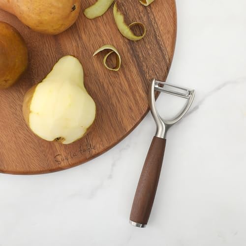 Sur La Table Kitchen Essential Stainless Steel Vegetable Y Peeler W/Walnut Wood Handle
