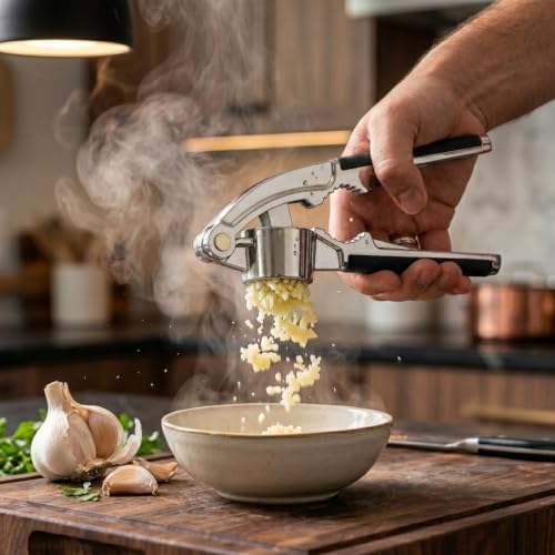 3-in-1 Chicken Shredder Tool & Garlic Press Set - Manual Meat Shredder with Tongs, Stainless Steel Garlic Mincer, BPA-Free Kitchen Gadgets for Pulled Pork, Ginger, Dishwasher Safe