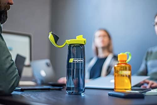 Nalgene 24 oz On The Fly Lock-Top Water Bottle, Charcoal w/Lime (Pack of 6) - Image 3