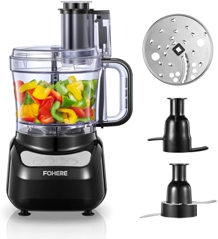 Food Processor, 12 Cup, 2-in-1 Feed Chute Procesador de Alimentos Electrico, 500W, BPA Free, Stainless Steel, Procesador de Alimentos for Mincing, Dicing, Shredding, Puree & Kneading Dough