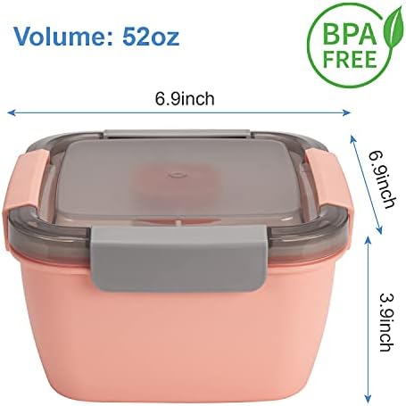 Salad Lunch Container To Go, 2 Packs 52-oz Salad Bowls to go for lunch