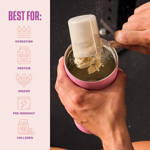 BlenderBottle Tumbler 2-in-1 Stainless Steel Shaker Bottle 24oz, Rose Petal - Image 4