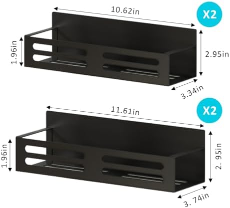 Magnetic Spice Rack for Refrigerator Magnetic Fridge Shelf for Kitchen Magnetic Shelves for Fridge 4 Pack Black