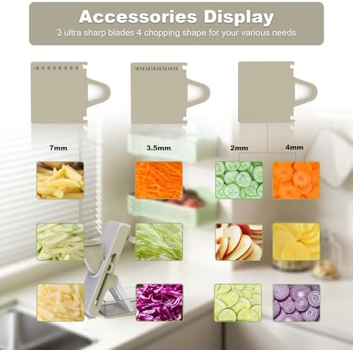 Mandoline Slicer for Kitchen, Vegetable & Cucumber Slicer, Easy to Clean Chopping Artifact (White Light Gray) - Image 3