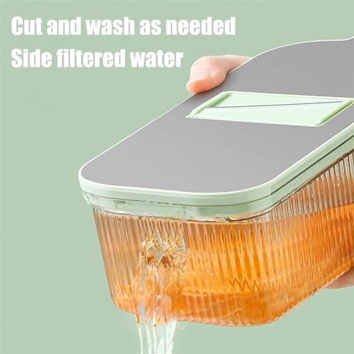 Vegetable Chopper with Container,2024 New Multifunctional Grater Six Cutting Tools,Manual Vegetable Salad Chopper,Round Vegetable Chopper Vegetable Chopper Food Chopper with Container - Image 4