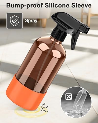 Bontip Amber Glass Spray Bottle, 16 oz with Orange Silicone Sleeve, 1 Pack - Image 4