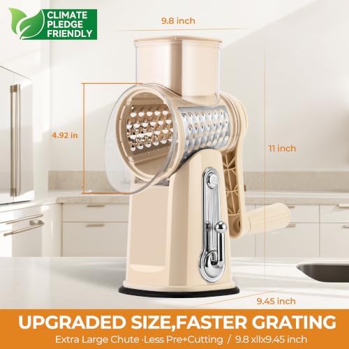 Rotary Cheese Grater, Large Vegetable Food Shredder, 5 Blades