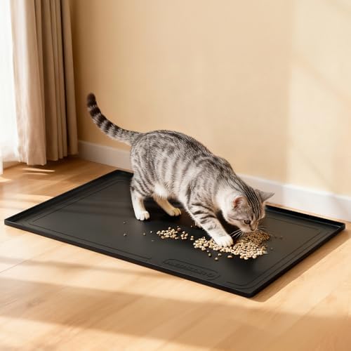 Under Sink Mat 31 X 22, Waterproof Silicone Cabinet Kitchen Liner, Black