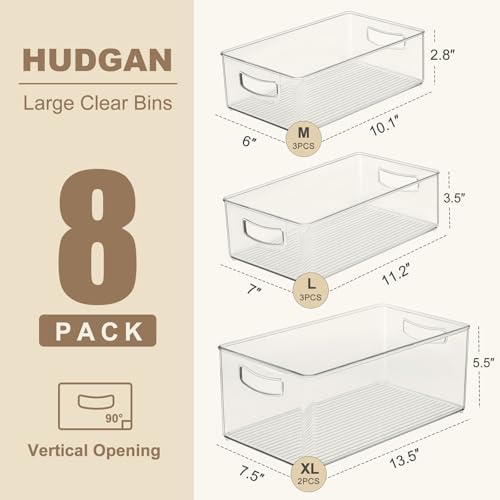 8 Pack Freezer Organizer Bins,Stackable,Clear Bins for Fridge,Pantry