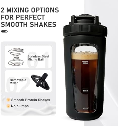 BYLWORKOUT 26 oz Glass Shaker Bottle with Silicone Sleeve and Mixing Ball - Image 2