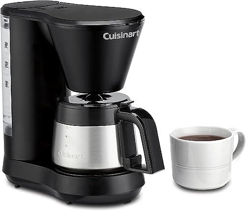 5-Cup Coffee Maker with Stainless Steel Carafe, Coffee Machine with Removable Water Reservoir, Charcoal Water Filter, 30-Minute Keep Warm, and Brew Pause, DCC-5570NAS, Stainless Steel
