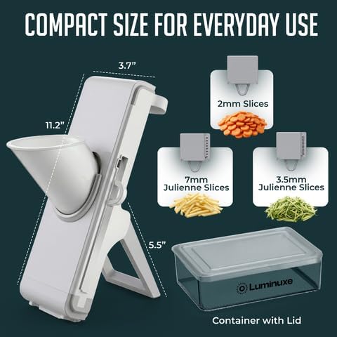 Mandoline Slicer with Container, Adjustable Thickness Vegetable Slicer, Foldable Manual Mandoline Chopper, Multipurpose Vegetable Julienne Cutter - Image 3