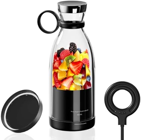 OTPEIR Portable Blender for Shakes and Smoothies with 11.83 Oz Travel Cup and Lid,Durable Stainless Steel Blades for Juice Blending Performance, Black by OTPEIR