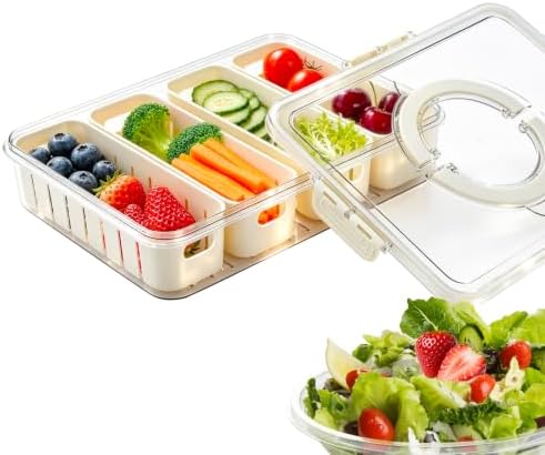 Veggie tray with lid for fridge, Produce Saver Bin with Lid & Handle