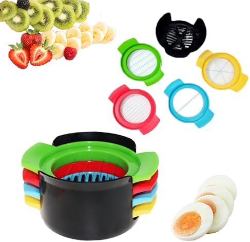 4-in-1 Egg Slicer for Hard Boiled Eggs, Stainless Steel Cutter for Avocado, Fruit & Luncheon Meat, Kitchen Tool with 4 Cut Styles, Dishwasher Safe by KWBLWF