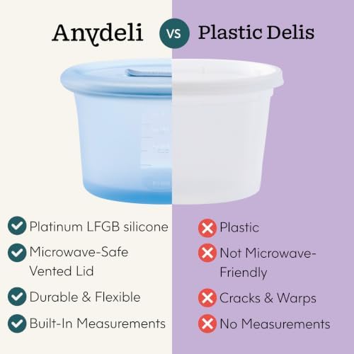 Anydeli Silicone Deli Containers for Meal Prep (Mochi, 6 Pack)