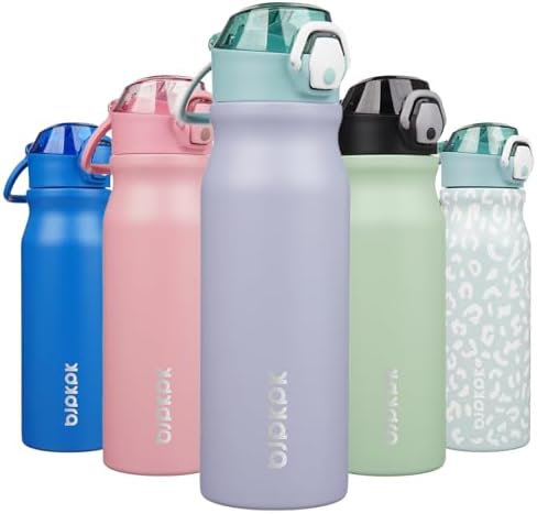 BJPKPK 25 oz Insulated Water Bottle, Straw, Handle, Stainless Steel Flask by BJPKPK