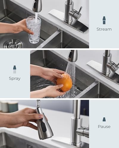 Kitchen Faucet with Soap Dispenser, Single Handle, Brushed Nickel