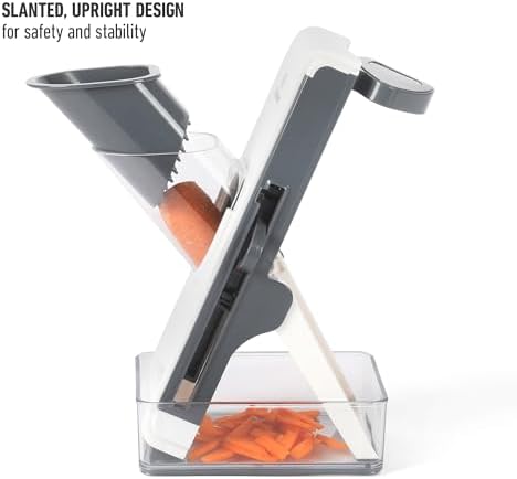 Aero Mandoline Slicer, Stainless Steel Vegetable Slicer with Container, Adjustable Mandoline with Interchangeable Blades & Wide Chute for Precision Slicing & Food Prep