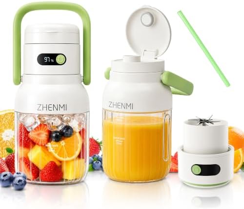 Portable Blender, Personal Blender for Smoothies & Shakes, Cordless, 33oz BPA-Free Vessel, 18000RPM Motor, Leakproof Lid with Sip Spout, USB-C Rechargeable, Easy-to-Clean Parts (Green) by ZHENMI
