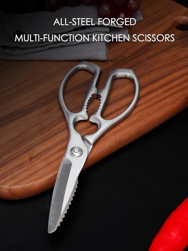 Kitchen Scissors, Forged Stainless Steel Shears for Meat and Vegetables