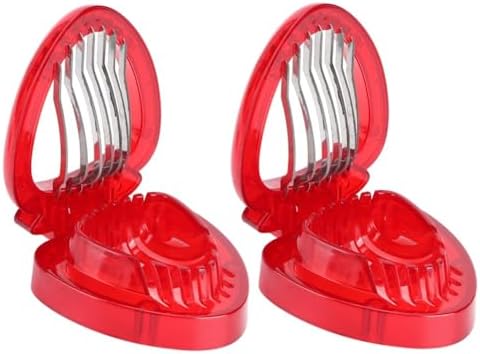 2Pcs Strawberry Slicers, Stainless Steel Blades, Multi-Purpose Fruit Cutter for Eggs, Tomatoes, Uniform Slices Kitchen Tool 3.7x3x1.2 in by Unknown