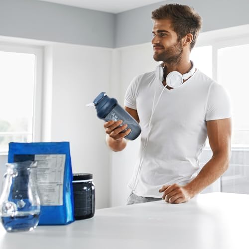 20 oz protein shaker bottle, TRITAN Plastic, BPA/BPS Free Whey Protein Drink Cups for Pre-Workout and Gym, Blender Shaker for Blending Protein Shakes, Overnight Oats and Smoothies(blue) - Image 2