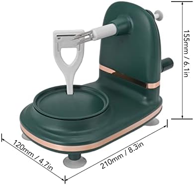 Manual Apples Peeler, Fruit Peeler Machine with Divider Fruit Peel Tool with Suction Base for Home Kitchen Pie Making (Dark green)