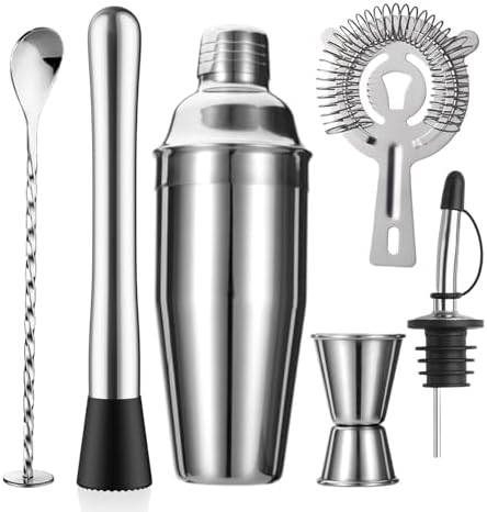 6-Piece Cocktail Shaker Set, Bartender Kit, Drink Shaker, Bar Set