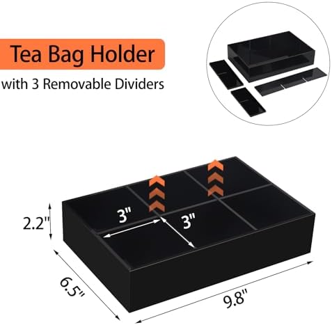Acrylic Tea Bag Organizer, Black Tea Bag Holder, Drawer Organizer
