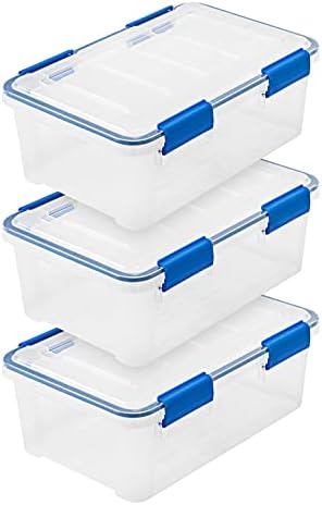 IRIS USA 3-Pack Storage Bins With Gasket Lids, 16-Quart Capacity, Clear