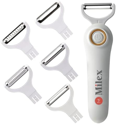 Milex 5-in-1 Electric Vegetable & Fruit Peeler with Pastry Brush, White