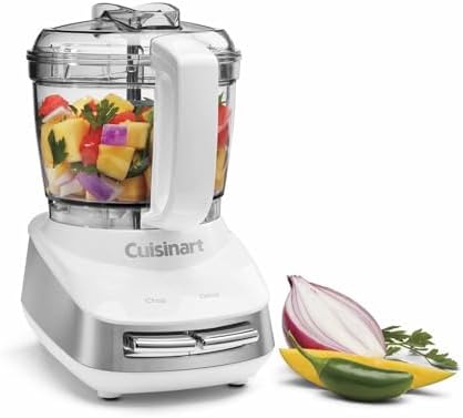 Cuisinart Core Custom 4-Cup Mini Chopper, Mini Food Processor Chops and Grinds with Auto-Reversing Stainless Steel SmartPower Blade, Dishwasher-Safe Parts, MCH-4, White/Stainless Steel by Cuisinart