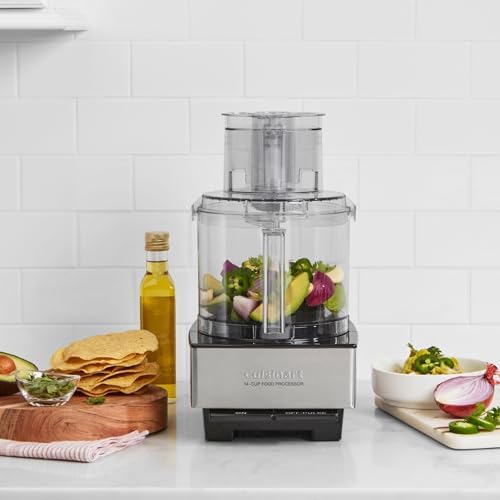 Food Processor, 14-Cup Vegetable Food Chopper for Mincing, Dicing, Shredding, Puree & Kneading Dough, 720-Watt Motor, Stainless Steel, DFP-14BCNY