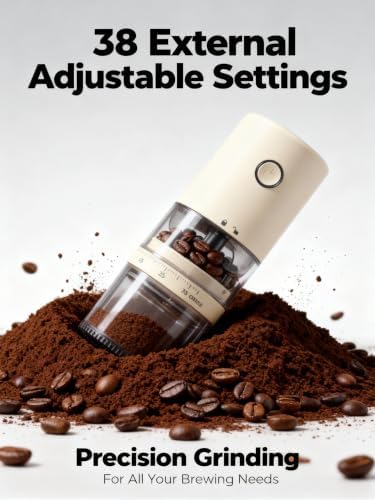 Portable Electric Burr Coffee Grinder, E96T, Light Beige