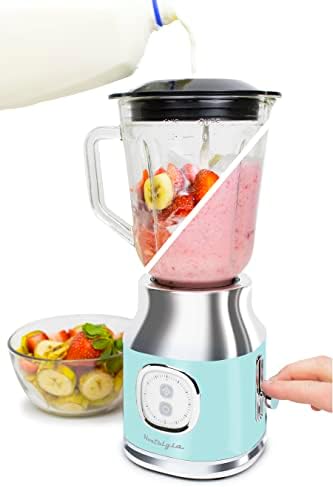 Nostalgia Classic Retro Electric Pulse Blender, 1 Liter Glass Pitcher, Includes Tritan Personal Travel Bottle With Lid And Storage Container, High Power 300 Watts Crushes And Pulverizes Ice Cubes - Image 4