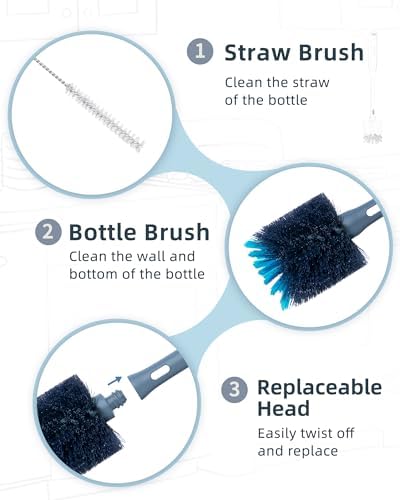 ROSEOK 2 in 1 Bottle Brush with Straw Cleaner Brush, Water Bottle Brush - Image 4