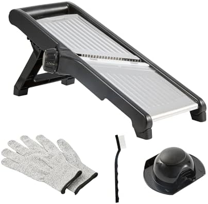 Restaurantware Stainless Steel Adjustable Mandoline Slicer, Gloves, 1 Count by Restaurantware