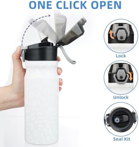 BJPKPK 18 oz Water Bottle with Straw & Handle, Insulated Stainless Flask - Image 3