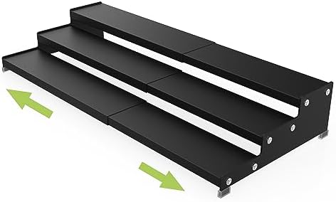 Spice Rack Organizer for Cabinet, 3 Tier Expandable Spices Storage, Great for Kitchen Cabinets, Cupboard,Pantry and Countertop More 1 Pack/Black