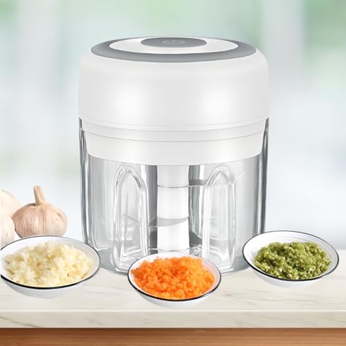 Electric Baby Food Maker & Garlic Chopper, USB Rechargeable Mini Processor, Easy Clean Design, 250ML (White) - Image 2