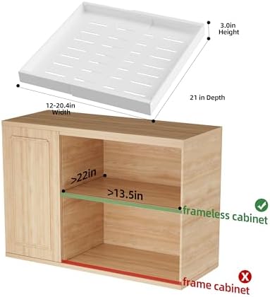 4 Pack Pull Out Cabinet Organizer Expandable, Adhesive with Nano Film, Pull Out Drawers for Cabinets in Kitchen, Pantry or Bathroom (White, 21“DEEPX[12"-20'']Width-4PACK)