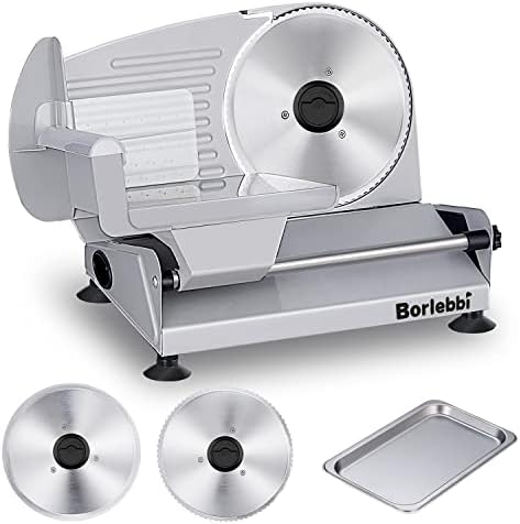 Meat Slicer, 200W Electric Food Slicer with 2 Removable 7.5" Blades