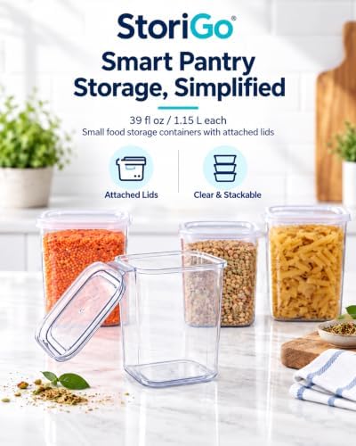 10 Pack 39 oz Small Food Storage Containers with Attached Lids